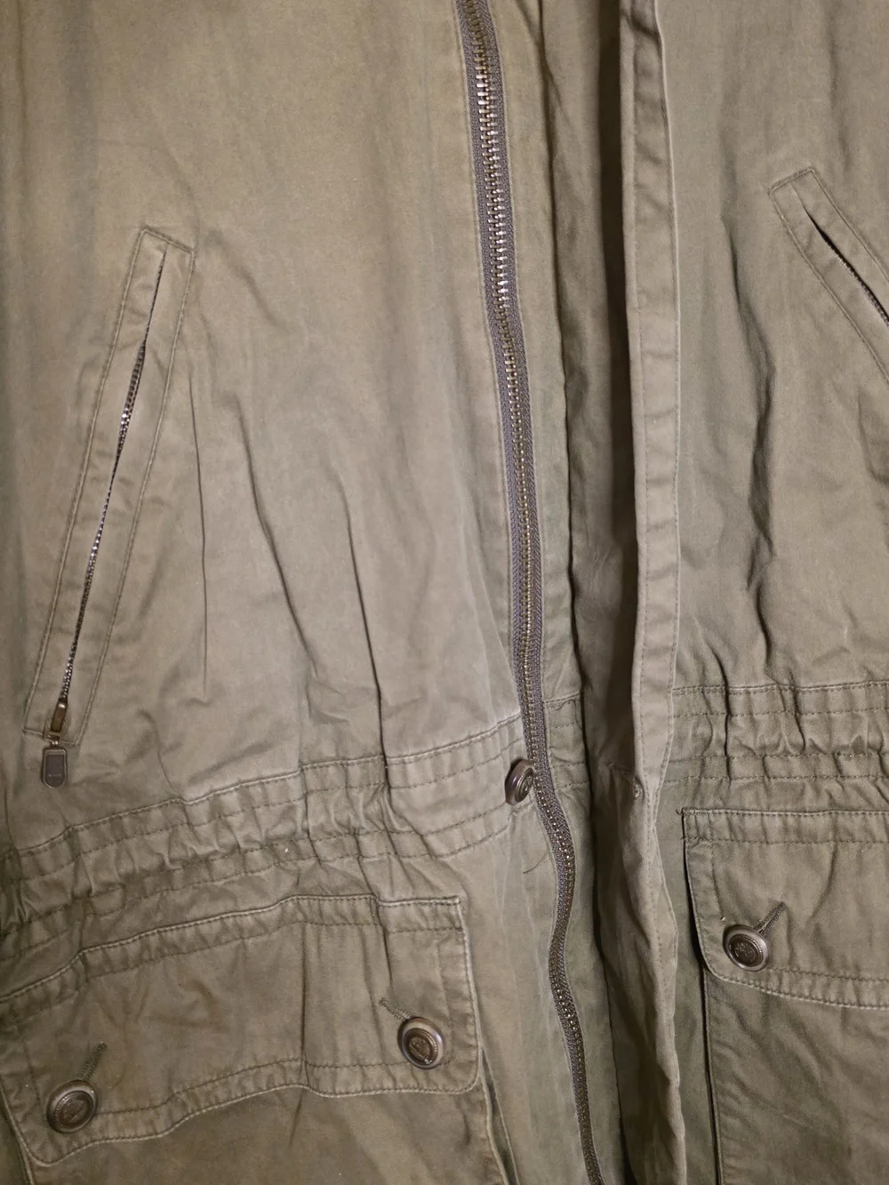 VTG 90s Timberland Weathergear Khaki Green & Brown Hooded Full Zip Jacket